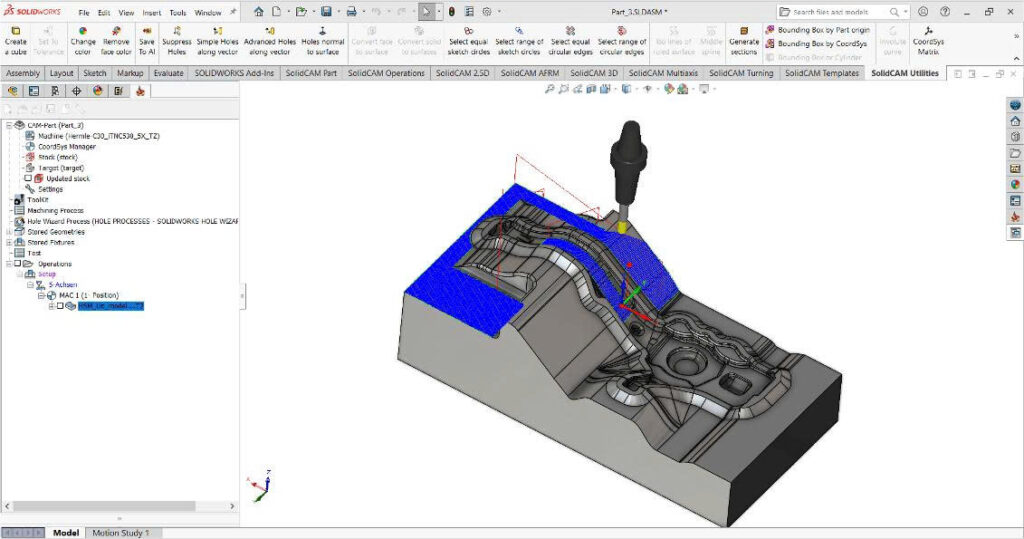 Gia công 3D tốc độ cao với HSM-HSR SolidCAM